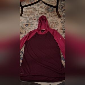 Nike Maroon and Pink Hoodie TOP